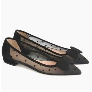J. Crew POLKA DOT MESH FLATS WITH BOW